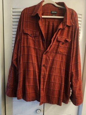 Like new Orvis Red Plaid Thick Flannel Shirt Men’s XXL
